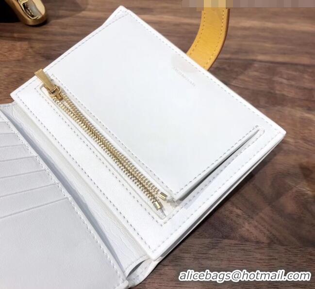 Super Quality Celine Grained Calfskin Medium Strap Multifunction Wallet CE0201 White/Yellow