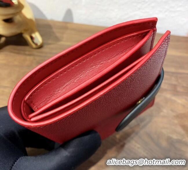 Reasonable Price Celine Grained Calfskin Medium Strap Multifunction Wallet CE0201 Red/Black