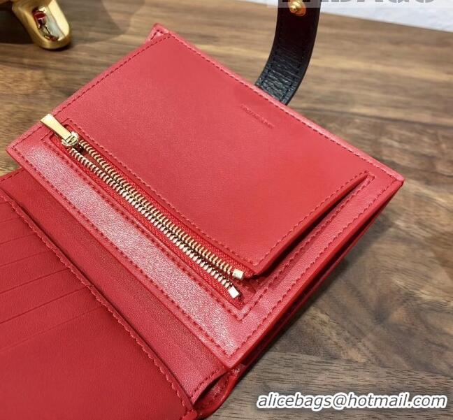 Reasonable Price Celine Grained Calfskin Medium Strap Multifunction Wallet CE0201 Red/Black