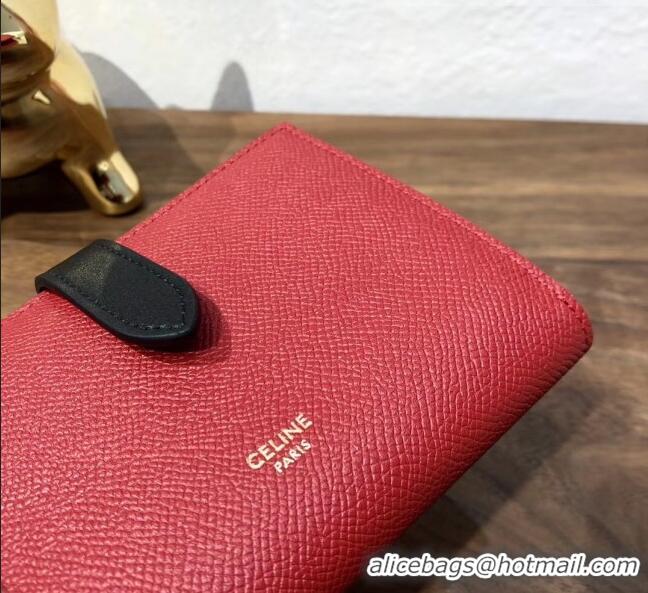 Reasonable Price Celine Grained Calfskin Medium Strap Multifunction Wallet CE0201 Red/Black