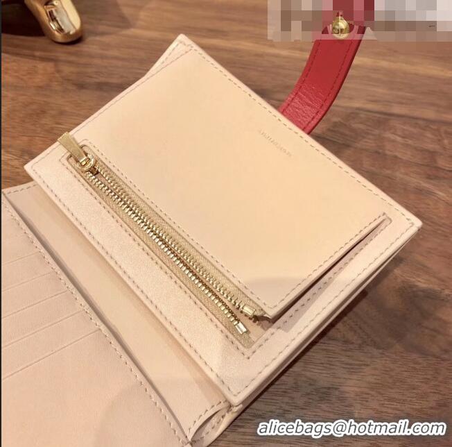 Shop Grade Celine Grained Calfskin Medium Strap Multifunction Wallet CE0201 Light Pink/Red