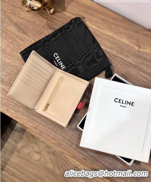 Shop Grade Celine Grained Calfskin Medium Strap Multifunction Wallet CE0201 Light Pink/Red