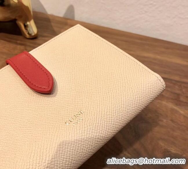 Shop Grade Celine Grained Calfskin Medium Strap Multifunction Wallet CE0201 Light Pink/Red