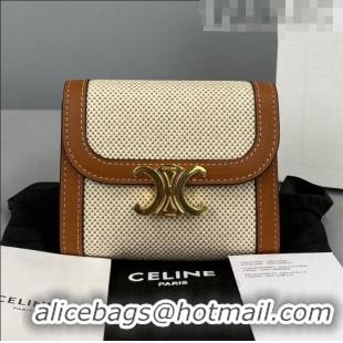 Buy Inexpensive Celine Canvas Small Wallet 60030 White 2021