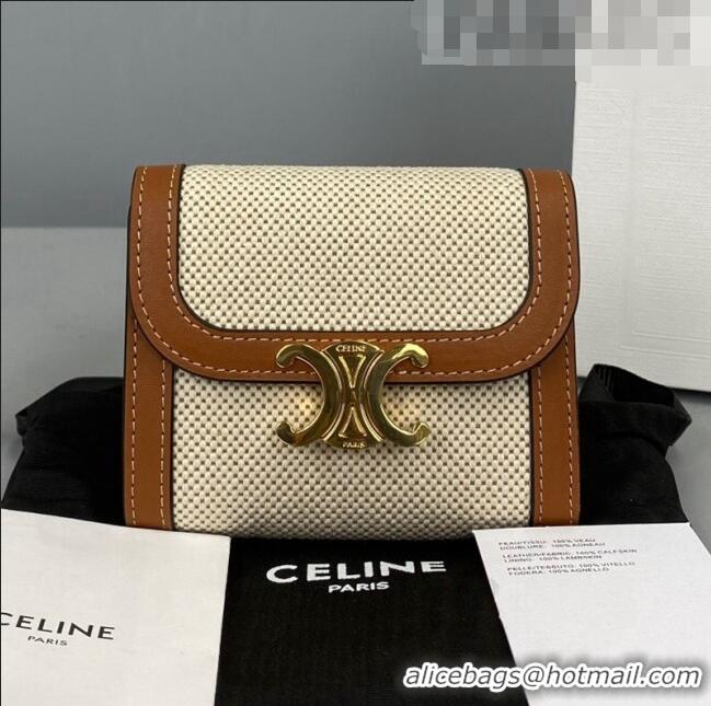 Buy Inexpensive Celine Canvas Small Wallet 60030 White 2021