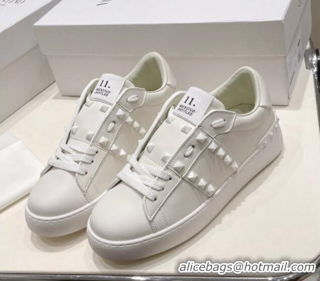 Discount lentino Untitled Calfskin Open Sneakers with Tonal Studs White 2052517