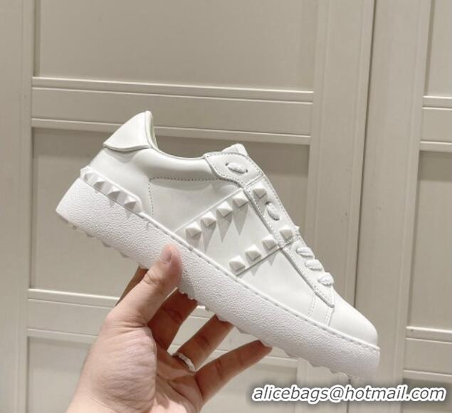 Discount lentino Untitled Calfskin Open Sneakers with Tonal Studs White 2052517