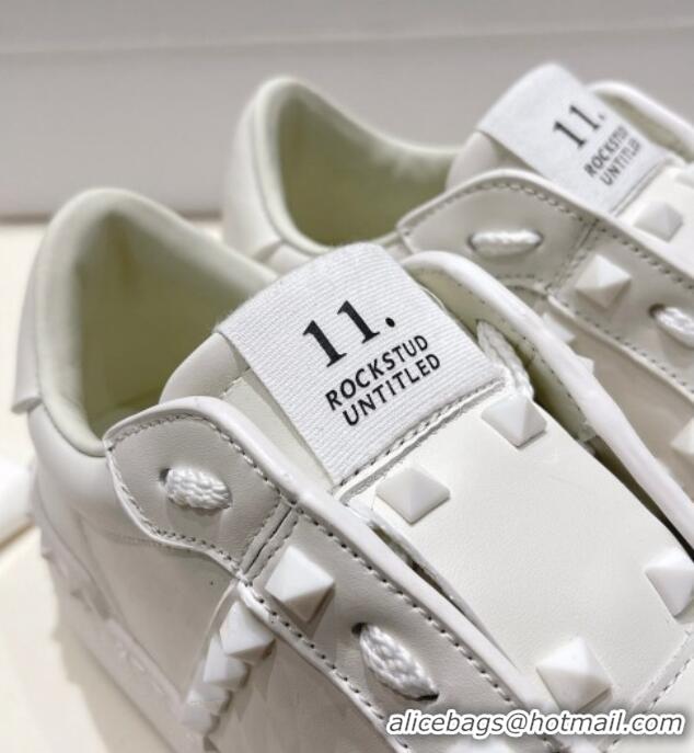 Discount lentino Untitled Calfskin Open Sneakers with Tonal Studs White 2052517