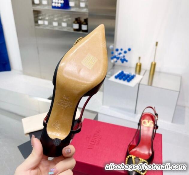 Purchase Valentino VLogo Rockstud Calfskin Slingback Pumps Black/Gold 0622101