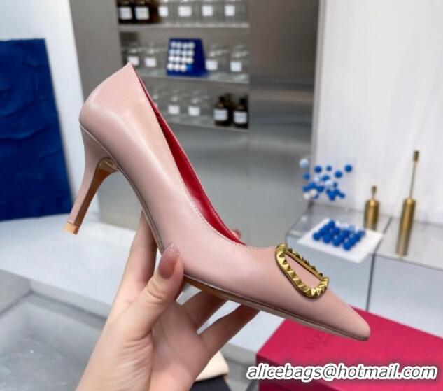 Durable Valentino VLogo Rockstud Calfskin Pumps Pink 0622106