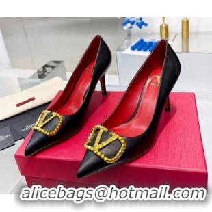 Best Product Valentino VLogo Rockstud Calfskin Pumps Black 0622107