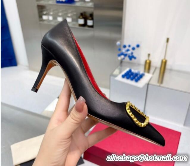 Best Product Valentino VLogo Rockstud Calfskin Pumps Black 0622107