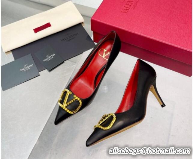 Best Product Valentino VLogo Rockstud Calfskin Pumps Black 0622107