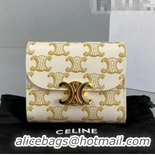 Reasonable Price Celine Triomphe Small Wallet 60030 White 2021