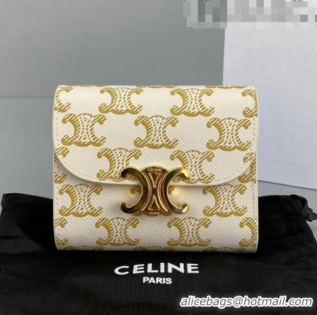 Reasonable Price Celine Triomphe Small Wallet 60030 White 2021