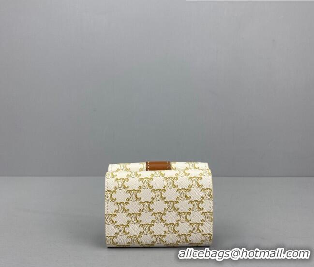 Top Design Celine Triomphe Small Wallet 60028 White 2021