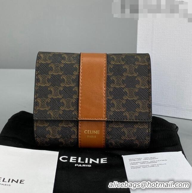 Good Product Celine Triomphe Small Wallet 60031 Brown 2021