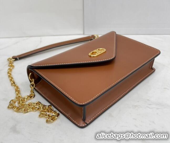 Super Quality Celine Maillon Triomphe Chain Wallet in Shiny Calfskin CE0412 Brown 2021