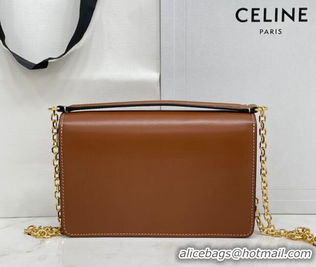 Super Quality Celine Maillon Triomphe Chain Wallet in Shiny Calfskin CE0412 Brown 2021