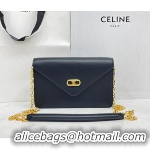 Famous Brand Celine Maillon Triomphe Chain Wallet in Shiny Calfskin CE0412 Black 2021