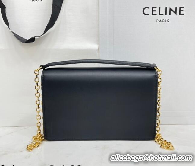 Famous Brand Celine Maillon Triomphe Chain Wallet in Shiny Calfskin CE0412 Black 2021