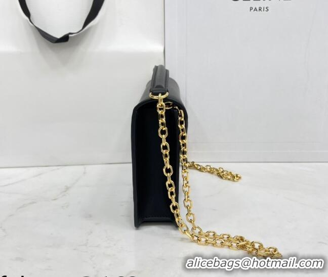 Famous Brand Celine Maillon Triomphe Chain Wallet in Shiny Calfskin CE0412 Black 2021