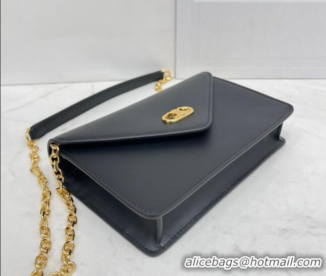 Famous Brand Celine Maillon Triomphe Chain Wallet in Shiny Calfskin CE0412 Black 2021