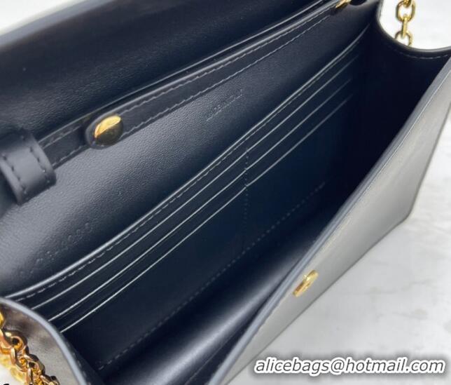 Famous Brand Celine Maillon Triomphe Chain Wallet in Shiny Calfskin CE0412 Black 2021