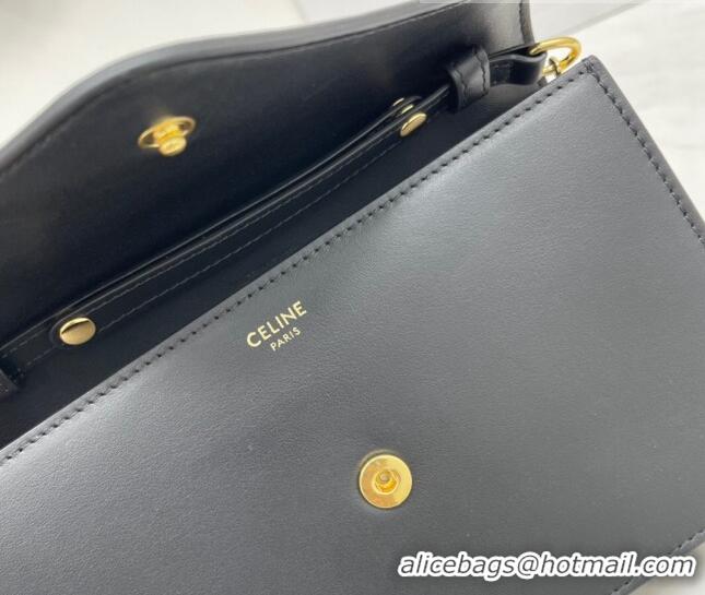 Famous Brand Celine Maillon Triomphe Chain Wallet in Shiny Calfskin CE0412 Black 2021