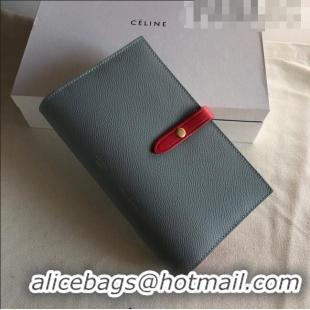 Top Quality Celine Palm-Grained Leather Passport Wallet CE1825 Grey/Red 2022