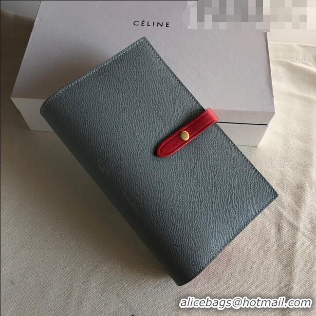 Top Quality Celine Palm-Grained Leather Passport Wallet CE1825 Grey/Red 2022