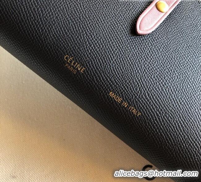 Pretty Style Celine Palm-Grained Leather Passport Wallet CE1825 Black/Pink 2022