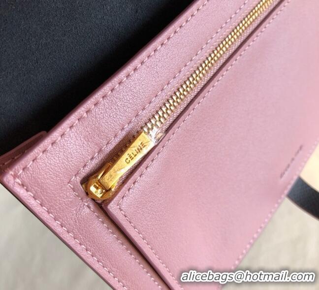 Pretty Style Celine Palm-Grained Leather Passport Wallet CE1825 Black/Pink 2022