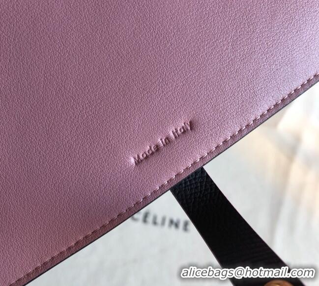 Pretty Style Celine Palm-Grained Leather Passport Wallet CE1825 Black/Pink 2022