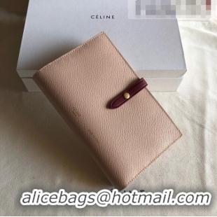 Well Crafted Celine Palm-Grained Leather Passport Wallet CE1825 Pink/Burgundy 2022