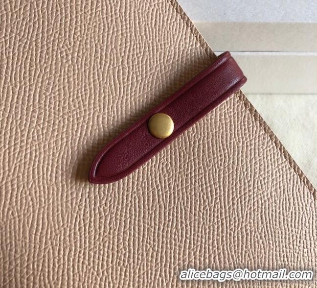 Well Crafted Celine Palm-Grained Leather Passport Wallet CE1825 Pink/Burgundy 2022