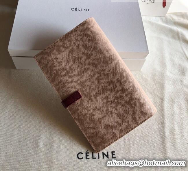 Well Crafted Celine Palm-Grained Leather Passport Wallet CE1825 Pink/Burgundy 2022