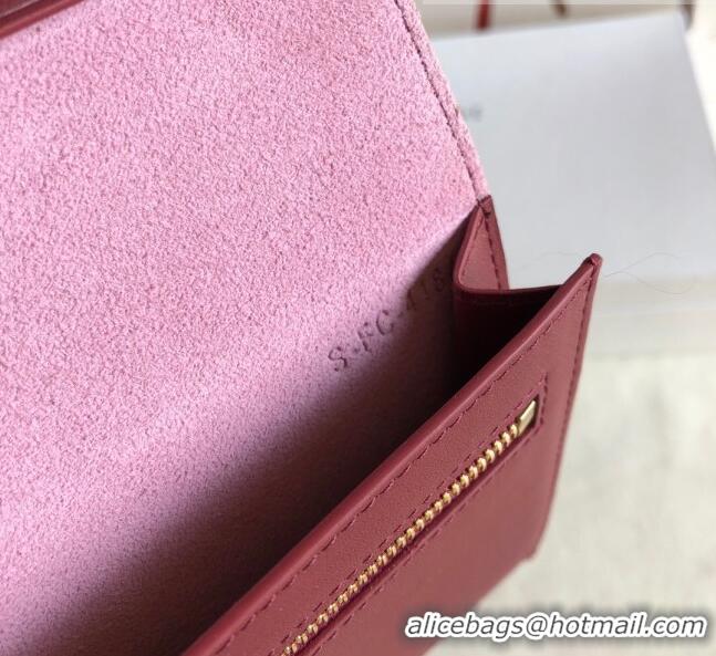 Well Crafted Celine Palm-Grained Leather Passport Wallet CE1825 Pink/Burgundy 2022