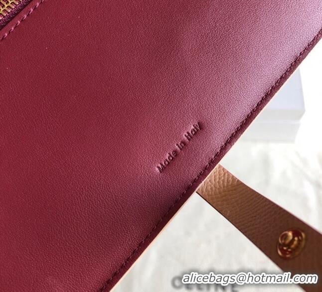 Well Crafted Celine Palm-Grained Leather Passport Wallet CE1825 Pink/Burgundy 2022