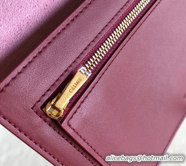 Well Crafted Celine Palm-Grained Leather Passport Wallet CE1825 Pink/Burgundy 2022