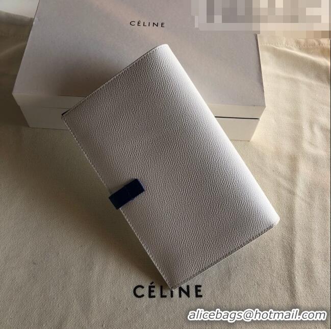 Luxurious Celine Palm-Grained Leather Passport Wallet CE1825 White/Blue 2022