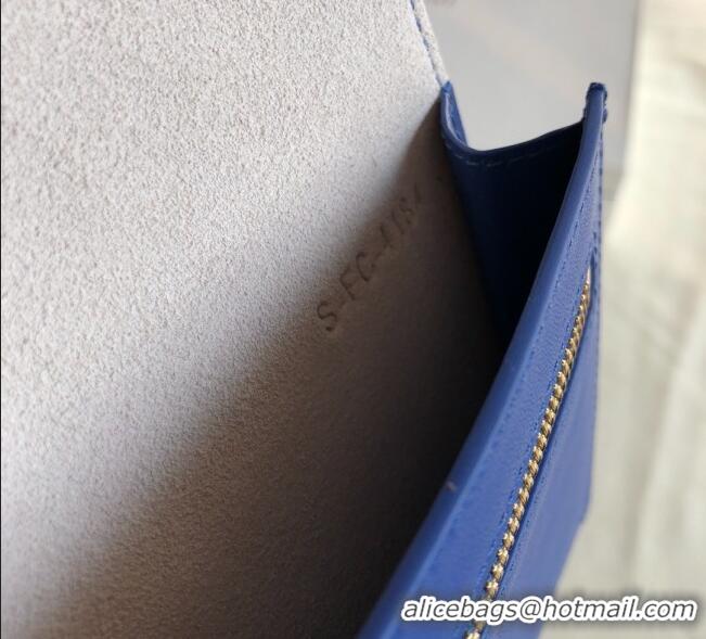 Luxurious Celine Palm-Grained Leather Passport Wallet CE1825 White/Blue 2022