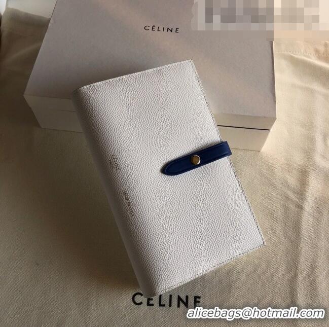 Luxurious Celine Palm-Grained Leather Passport Wallet CE1825 White/Blue 2022