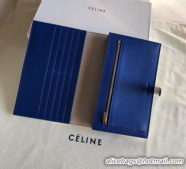 Luxurious Celine Palm-Grained Leather Passport Wallet CE1825 White/Blue 2022