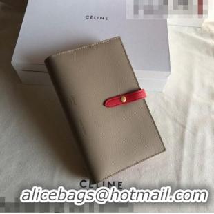 Top Quality Celine Palm-Grained Leather Passport Wallet CE1825 Beige/Red 2022