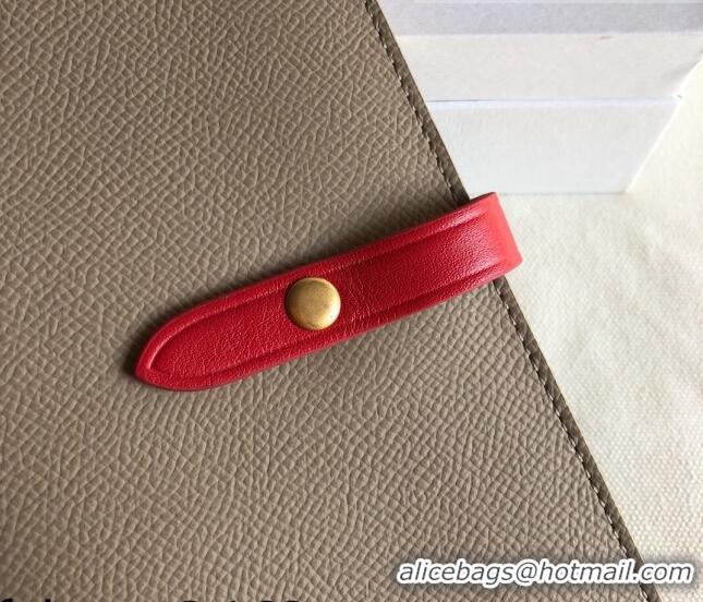 Top Quality Celine Palm-Grained Leather Passport Wallet CE1825 Beige/Red 2022