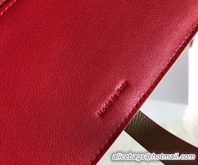 Top Quality Celine Palm-Grained Leather Passport Wallet CE1825 Beige/Red 2022