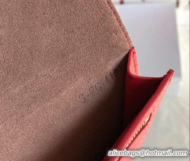 Top Quality Celine Palm-Grained Leather Passport Wallet CE1825 Beige/Red 2022