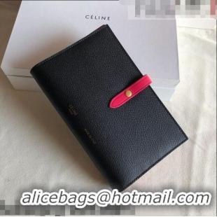 Well Crafted Celine Palm-Grained Leather Passport Wallet CE1825 Black/Red 2022