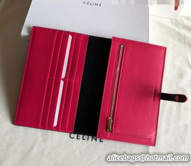 Well Crafted Celine Palm-Grained Leather Passport Wallet CE1825 Black/Red 2022